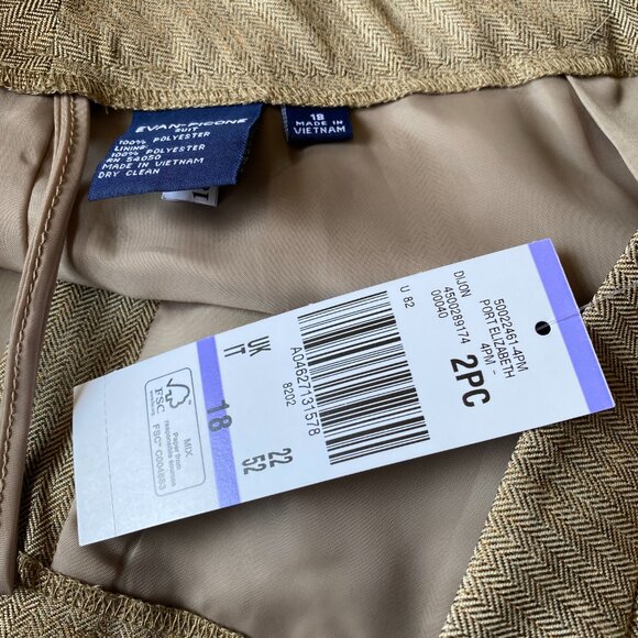 NWT Evan-Picone Pant Suit 18 40" waist Dijon Brown Port Elizabeth Shawl Collar - Picture 16 of 16